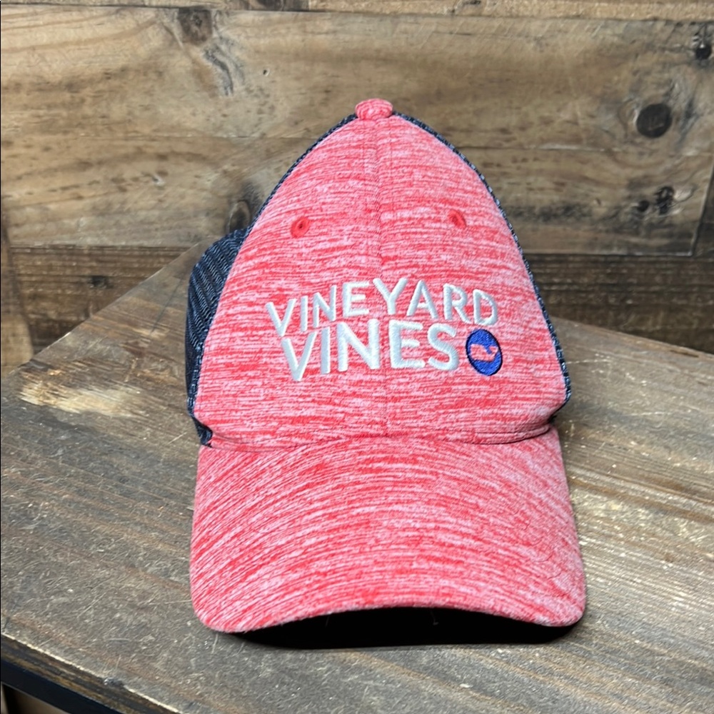 Vineyard Vines Red Heathered‎ and Navy Mesh Back Baseball Cap Hat